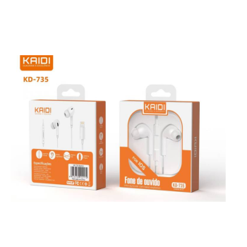 FONE DE OUVIDO COM FIO IN EAR IPHONE LIGHTNING KAIDI KD-735
