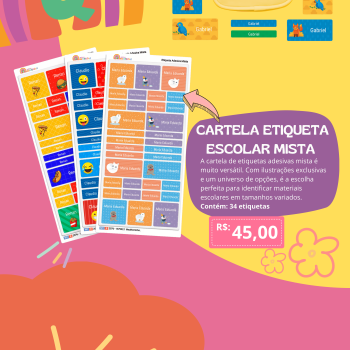 CARTELA ETIQUETA ESCOLAR MISTA - ILUSTRADA