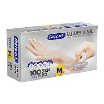 LUVA CX (VINIL) (BOMPACK) TRANSP 100 UNID