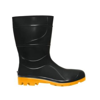 BOTA DE PVC CANO MEDIO 28CM PRETA COM SOLADO AMARELO - CARTOM (40)