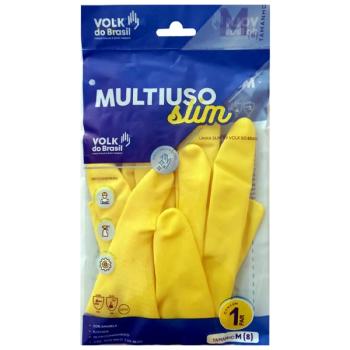 Luva De Latex Amarela Multiuso Slin G