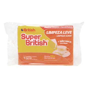 ESPONJA SUPER BRITISH LIMPEZA LEVE LARANJA 75 X 110