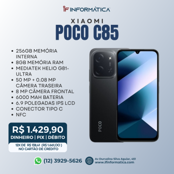 CELULAR XIAOMI POCO C85 4G / 8GB RAM / 256GB / HELIO G81 ULTRA / NFC / GLOBAL