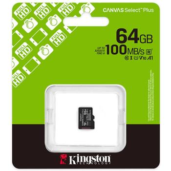 CARTÃO DE MEMÓRIA MICROSD KINGSTON 64GB CANVAS SELECT PLUS COM 1 ADAPTADOR