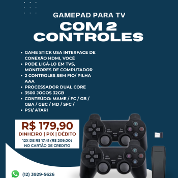 CONSOLE CONTROLLER GAMEPAD 2.4G COM 2 CONTROLES / HDMI