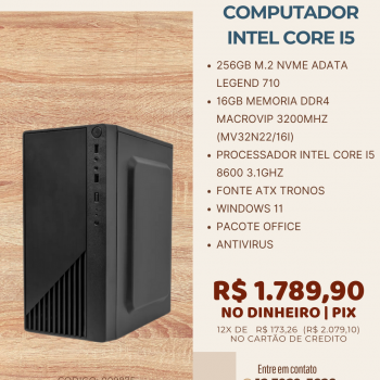 MICROCOMPUTADOR INTEL CORE I5 8600 3.1GHZ/16GB DDR4/SSD M.2 256GB