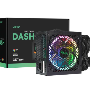 FONTE ATX VINIK 500W (396W NA LINHA 12+) DASH VFG500WPR / PFC ATIVO / RGB