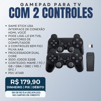 CONSOLE CONTROLLER GAMEPAD 2.4G COM 2 CONTROLES / HDMI