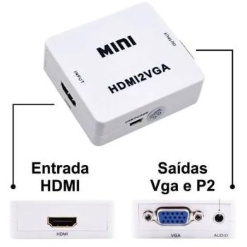 CONVERSOR HDMI FEMEA X VGA FEMEA COM AUDIO