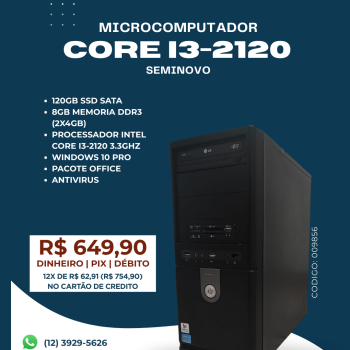 MICROCOMPUTADOR SEMINOVO INTEL CORE I3 2120 3.3GHZ/8GB DDR3/120GB SSD