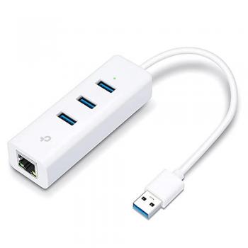 ADAPTADOR USB 3.0 MACHO X RJ45 10/100/1000MBPS FEMEA E 3 PORTAS USB-A 3.0 TP-LINK UE330