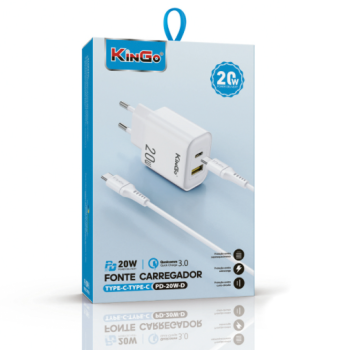 FONTE PARA CELULAR USB TIPO C KINGO 3A 20W TURBO