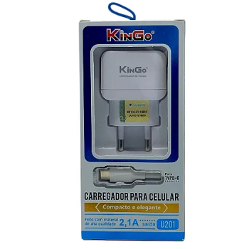 FONTE PARA CELULAR USB TIPO C KINGO U201 2.1A
