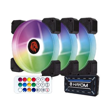 KIT 3 COOLER PARA GABINETE 120X120X25 12V HAYOM FC1306 RGB