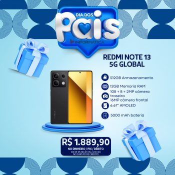 CELULAR XIAOMI REDMI NOTE 13 5G / 12GB RAM / 512GB / MEDIATEK DIMENSITY 6080 / NFC / GLOBAL