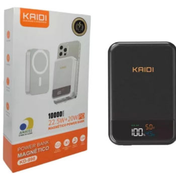 CARREGADOR PORTATIL POWERBANK POR INDUCAO MAGNETICA KAIDI KD-998 10000MAH 22.5W + 20W PD