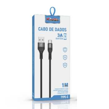 CABO USB MACHO X USB TIPO C 1M KINGO CORDA 3A