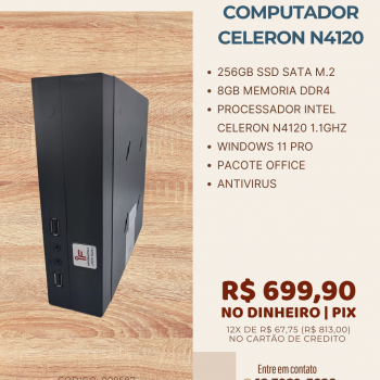 MICROCOMPUTADOR SEMINOVO INTEL CELERON N4120 1.1GHZ/8GB DDR4/SSD 256GB M.2/WIN 11 PRO