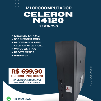 MICROCOMPUTADOR SEMINOVO INTEL CELERON N4120 1.1GHZ/8GB DDR4/SSD 128GB M.2/WIN 11 PRO