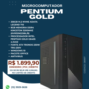 MICROCOMPUTADOR INTEL PENTIUM GOLD G6405 4.1GHZ/8GB DDR4 3200HZ/256GB SSD M.2 NVME/230W