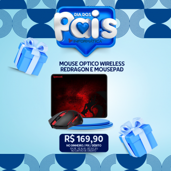 MOUSE OPTICO WIRELESS REDRAGON M601WL-BA 2.400 DPI E MOUSEPAD 330X260X3MM