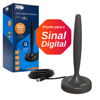 ANTENA DIGITAL INTERNA PROELETRONIC PROHD-2300 4K COM CABO DE 2.5M