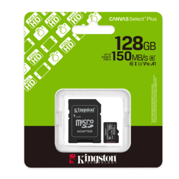 CARTÃO DE MEMÓRIA MICROSD KINGSTON 128GB CANVAS SELECT PLUS COM 1 ADAPTADOR