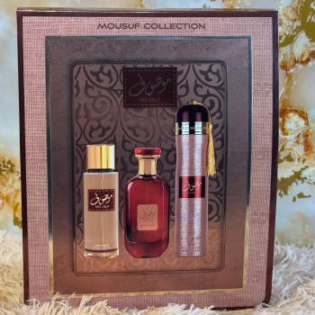 KIT  PRESENTE ARD AL ZAAFARAN MOUSUF COM 3 PEÇAS: EAU DE PARFUM 100ML - PERFUME EM SPRAY 250ML