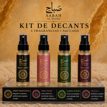 KIT 4 DECANT 5ML LINHA SABAH AL WARD ( Sabah al ward tradicional, sabah sugar, sabah delilah e sabah garden of eden)