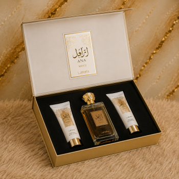 KIT PERFUME ANA AL AWWAL GOLDEN NUSUK EDP FEMININO 100ML + SHOWER GEL 100ML + BODY LOTION 100ML