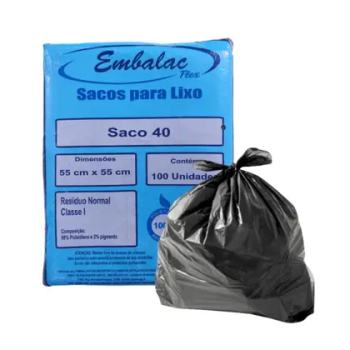 SACO P/ LIXO EMBALAC 40L PRETO C/ 100