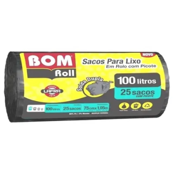 SACO P/ LIXO BOM ROLL 100L PRETO C/ 25