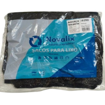 SACO P/ LIXO NOVALIX 40L PRETO C/ 100