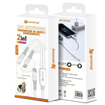 PEI-J82 CABO DE DADOS 2IN1 USB-C TIPO-C/IPHONE TURBO 1M PEINING