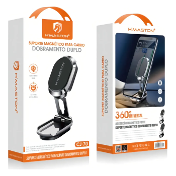 Suporte Veicular Magnético H'maston CJ-70 Prateado Ajustável Celular