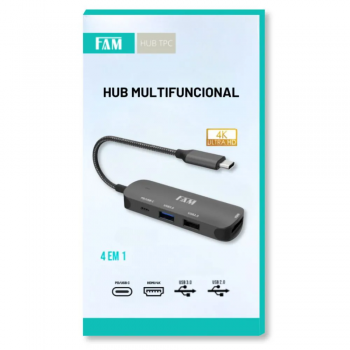 Hub Multifuncional 4 em 1 Tipo-C - FAM - FCA-U104
