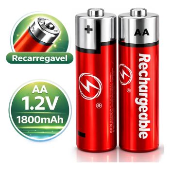 Kit 2 Pilhas Recarregável Aa 1.2v 3800mah Nimh Longa Duração ka-2006AA