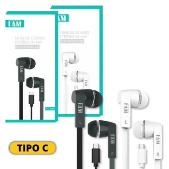 Fone de Ouvido Intra-Auricular com Microfone - Tipo-C - FAM - FCA-088C