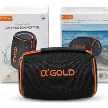 Caixa De Som Portátil A'gold Sm-38 Bluetooth Led Rgb Potente