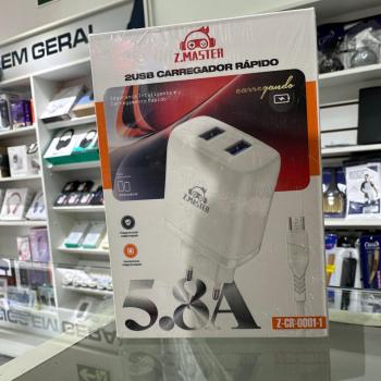 Carregador V8 Zmaster 2usb Z-CR0001-1