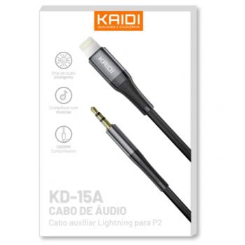 Cabo de Áudio Lightning para P2 - 3.5mm - 1 Metro - Kaidi - KD-15A