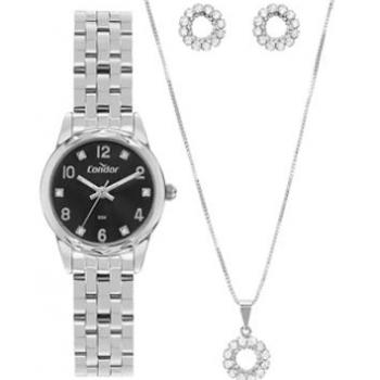 Kit Relógio Condor Feminino Mini Prata - Co2035npm/k4p