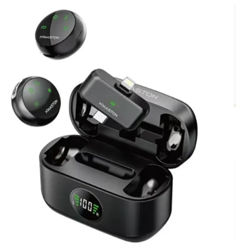 Microfone Lapela Sem Fio 2/1 Tip-c Lightning 2 Entradas Mk23