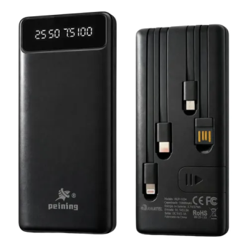 Carregar portatil Power Bank Potente Wup-1024 10000mah Com Cabos Embutidos Preto PEINING Wup-1024