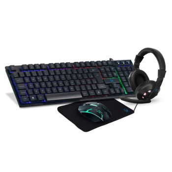 Kit Gamer OX com Headset + Teclado + Mouse 1200DPI + Mousepad Preto