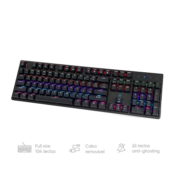 Teclado Gamer Mecânico OX Nebula USB-C com Anti-Ghost Preto