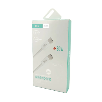 Cabo de Dados Turbo 3A 60W Tipo-C p/ Tipo-C 2M - FAM - FCA-C2C2