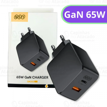 Fonte / Carregador Turbo GaN 65W USB-C/USB - QCYGN203