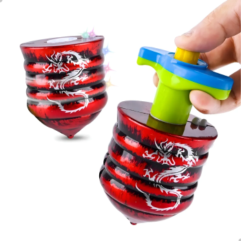 Pião Musical Luminoso Luz Som Lançador Automatico Brinquedo Cor