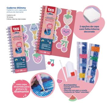 CADERNO PAUTADO DIAMANTE TRIS SHIMMY 70FLS